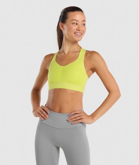 Women's Gymshark Lightweight High Support Sports Bra Yellow | NZ 4BQEPD